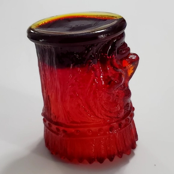 Vntg St. Clair Cadmium Glass Ruby Amberina Indian Head Toothpick Candle Holder - Picture 11 of 16